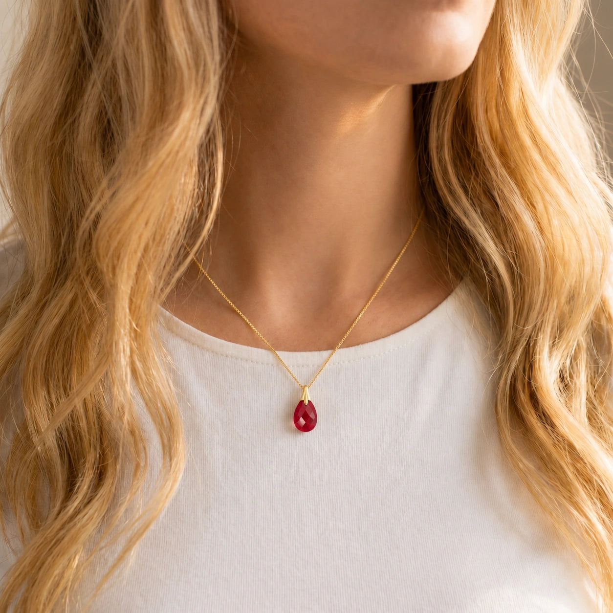 Yellow Gold Gra Necklace Ruby 10K — Amabile