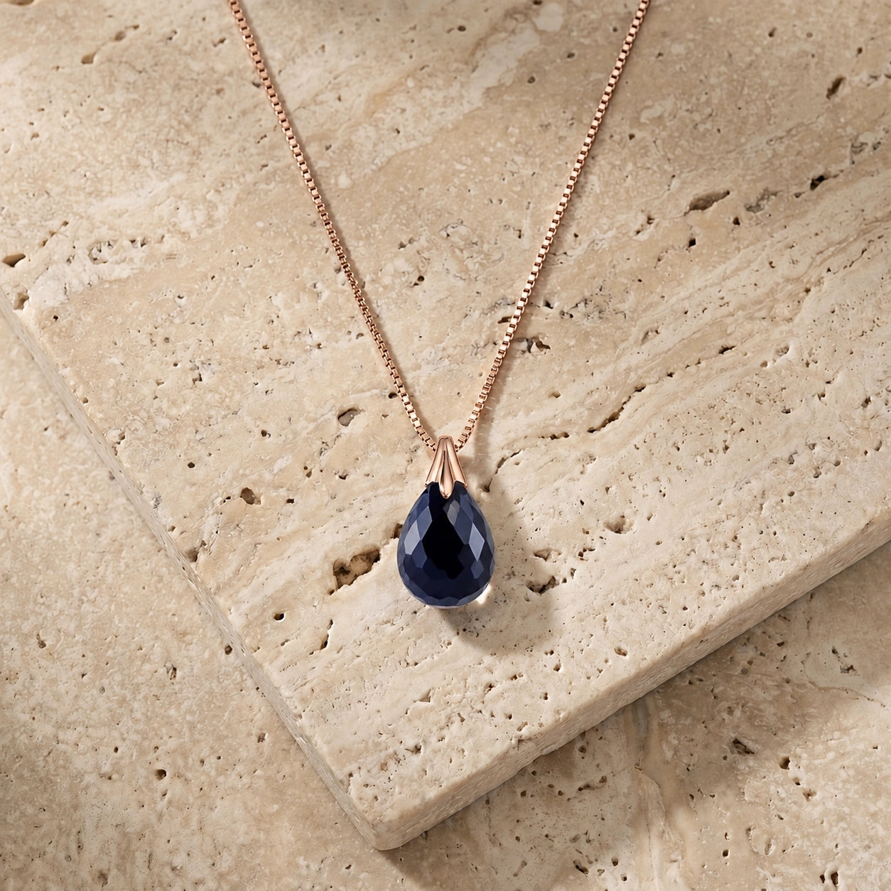 Rose Gold Gra Necklace Sapphire 10K — Amabile