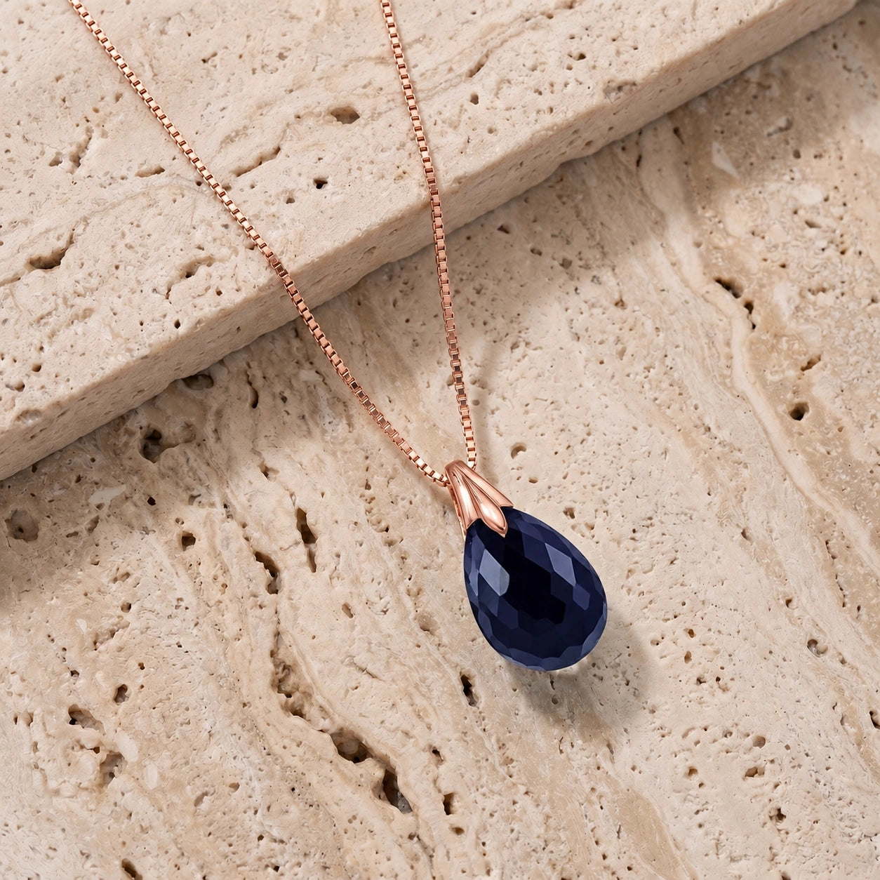Rose Gold Gra Necklace Sapphire 10K — Amabile