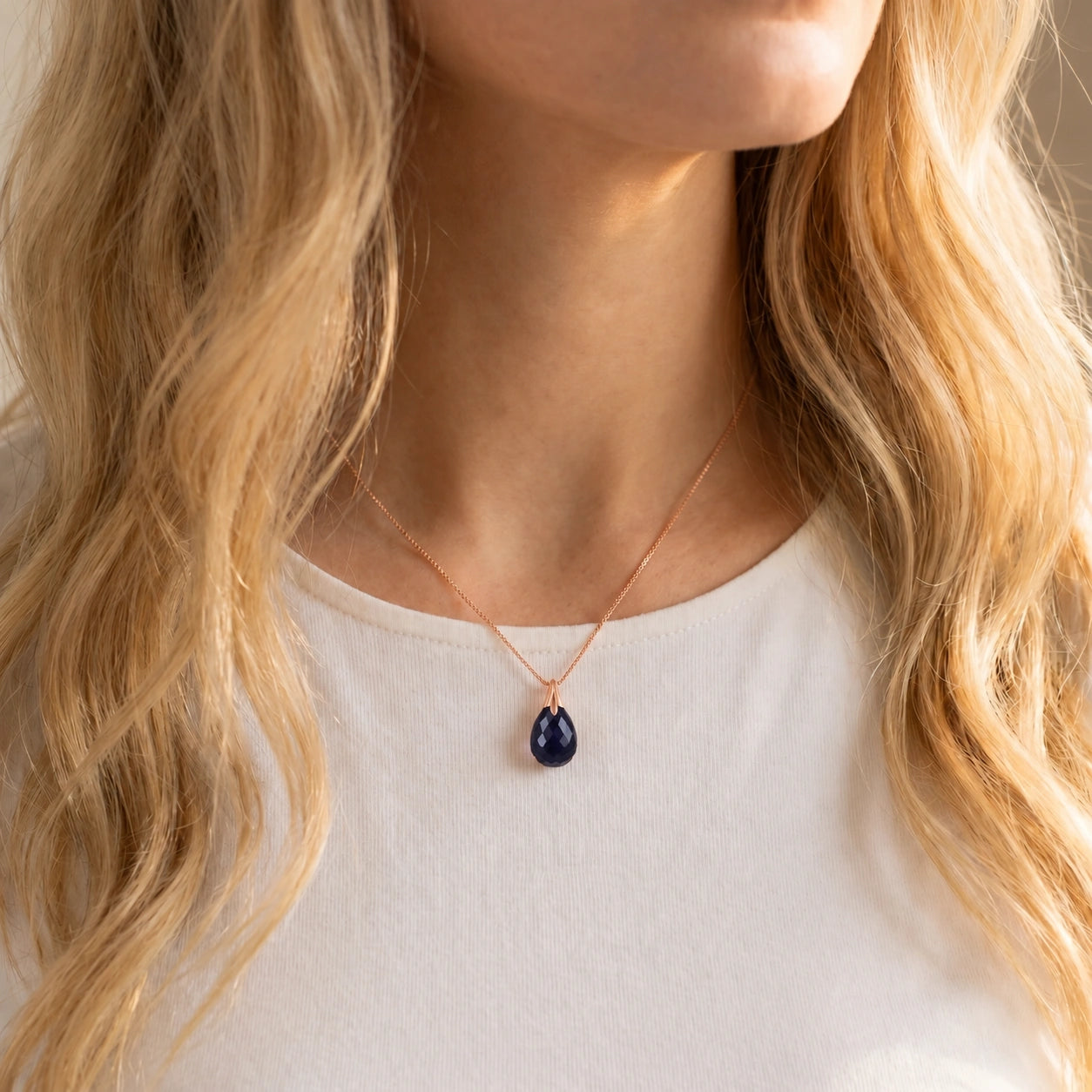 Rose Gold Gra Necklace Sapphire 10K — Amabile