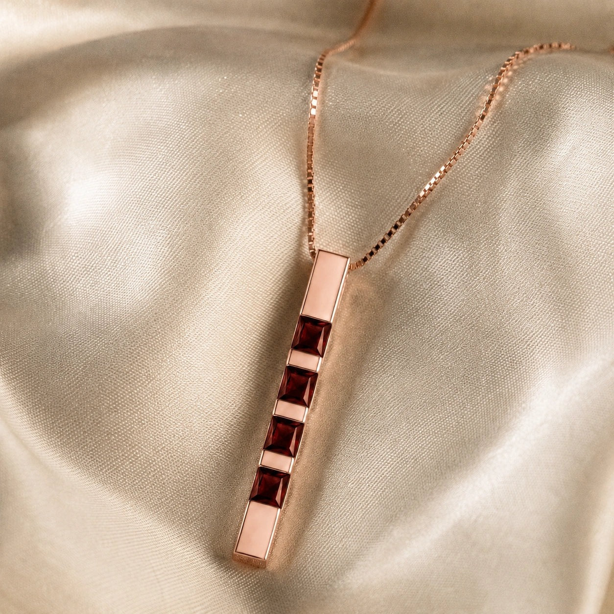 Rose Gold Eternal Necklace Garnet 10K — Gioconda