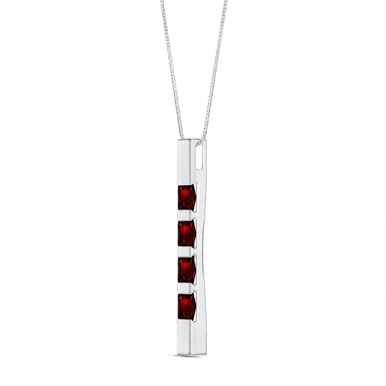 White Gold Eternal Necklace Garnet 10K — Gioconda