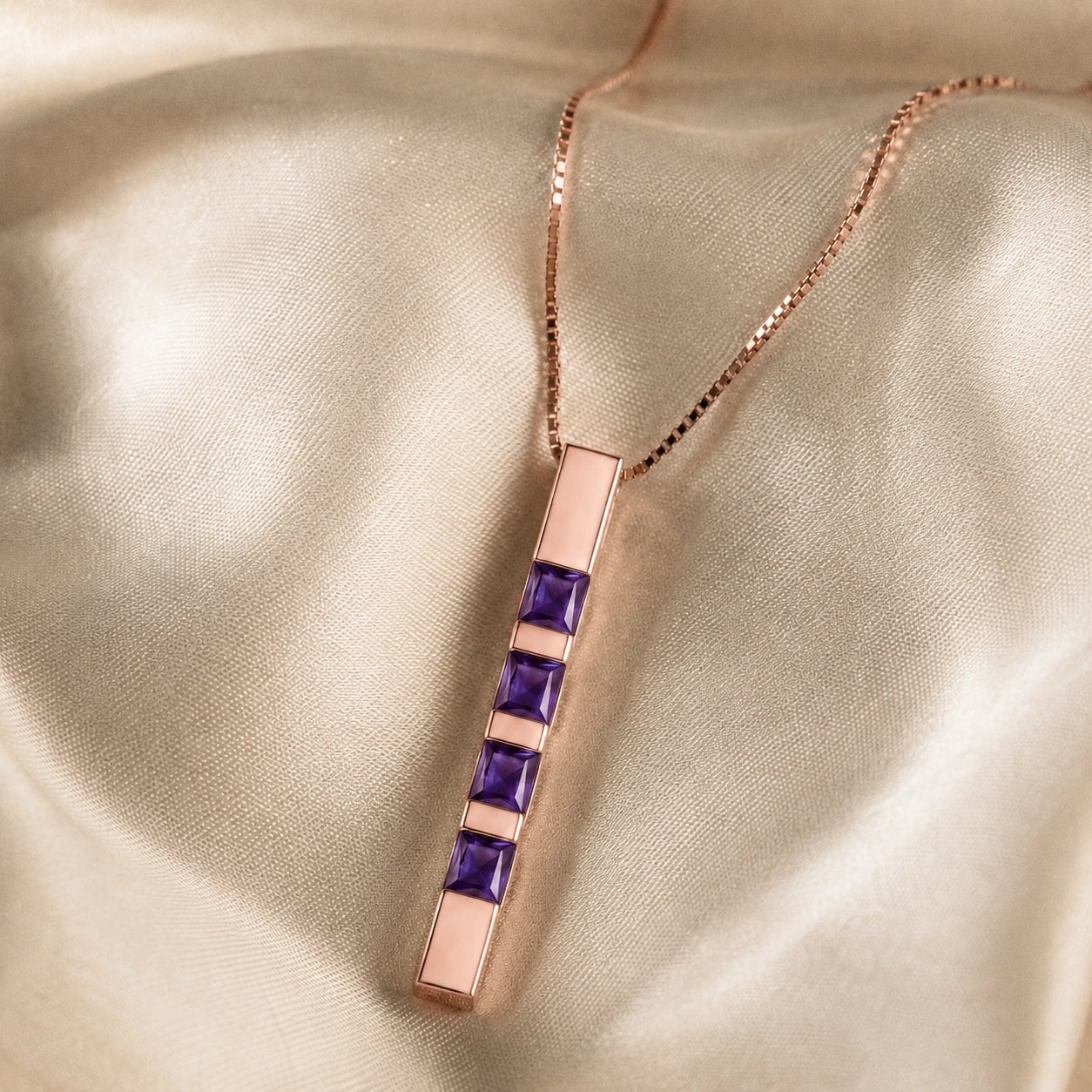 Rose Gold Eternal Necklace Amethyst 10K — Gioconda
