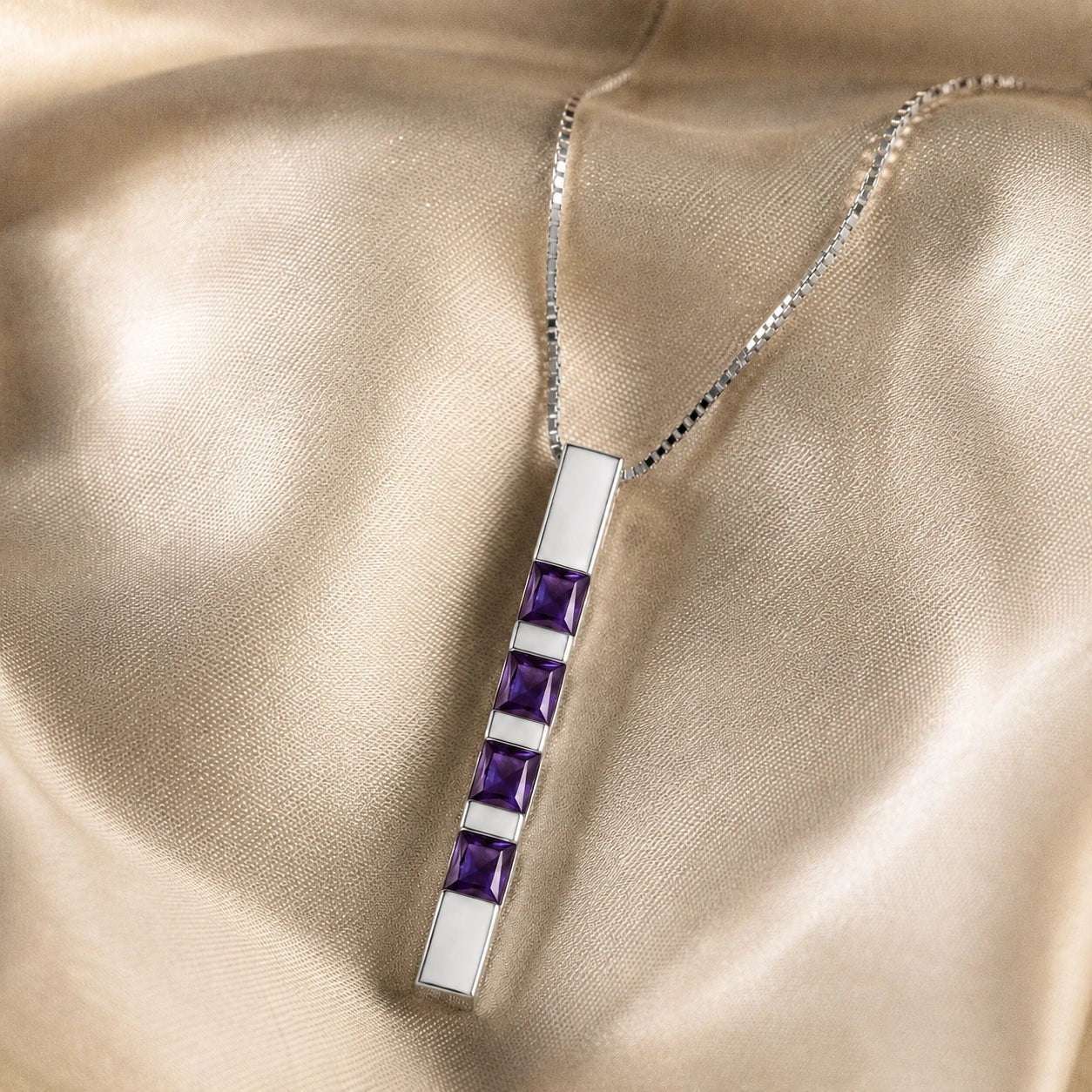 White Gold Eternal Necklace Amethyst 10K — Gioconda