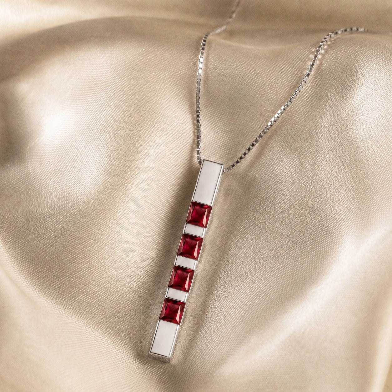 White Gold Eternal Necklace Ruby 10K — Gioconda