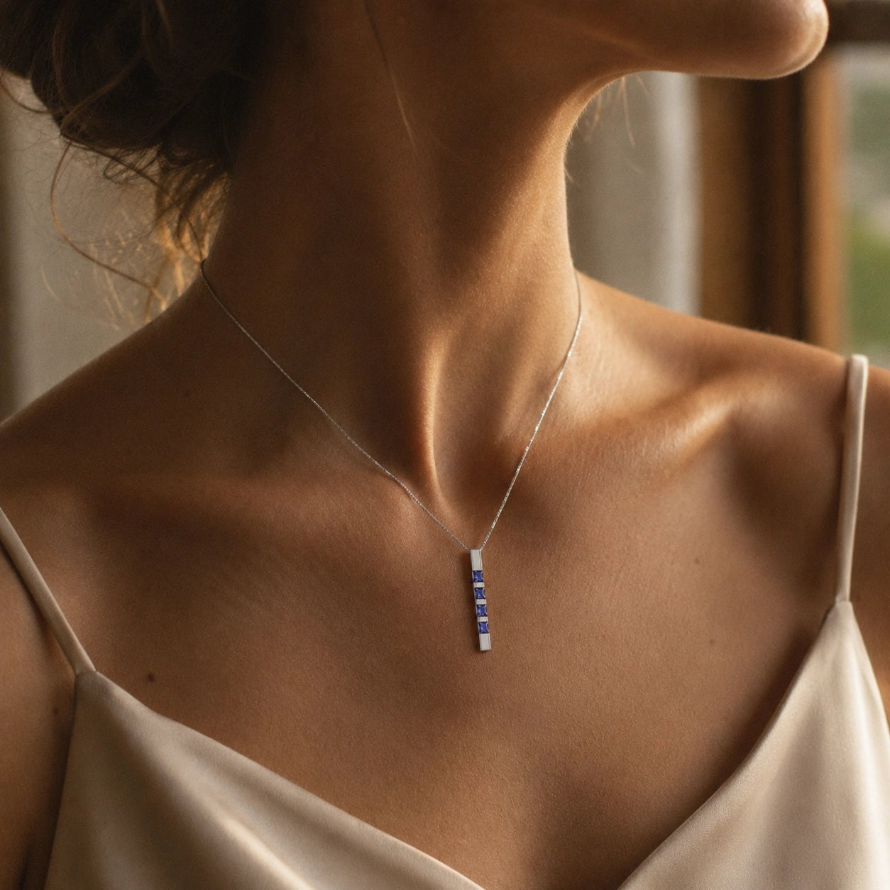 White Gold Eternal Necklace Tanzanite 10K — Gioconda