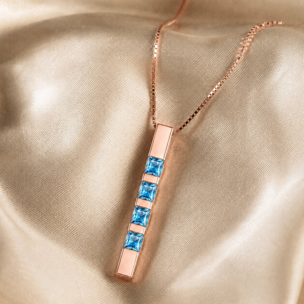 Rose Gold Eternal Necklace Blue Topaz 10K — Gioconda