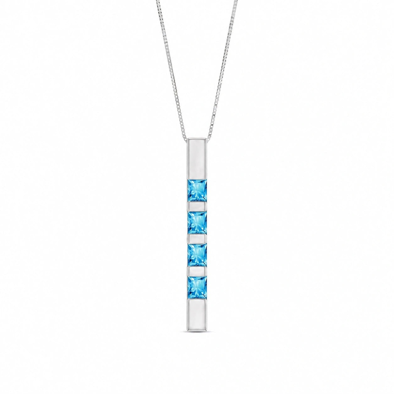 White Gold Eternal Necklace Blue Topaz 10K — Gioconda