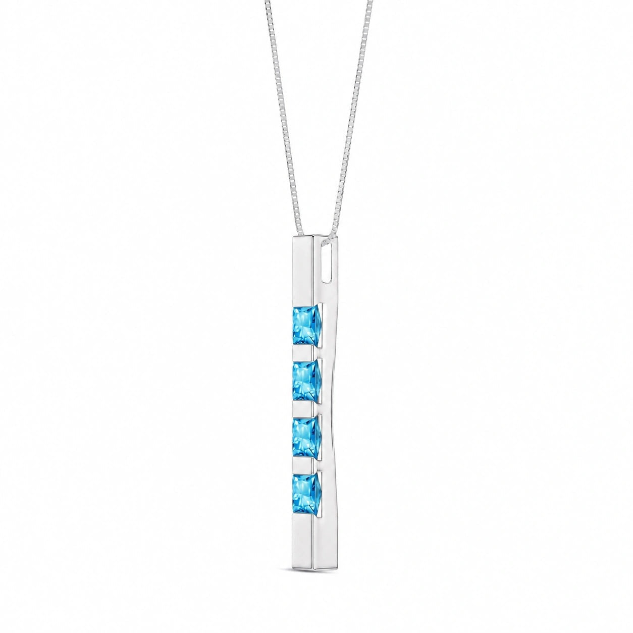 White Gold Eternal Necklace Blue Topaz 10K — Gioconda