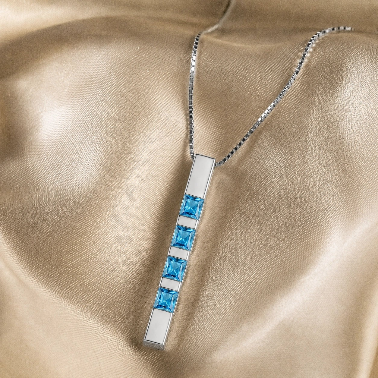 White Gold Eternal Necklace Blue Topaz 10K — Gioconda