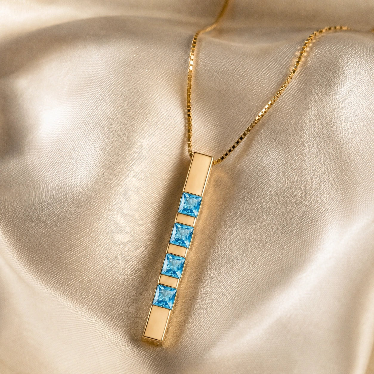 Yellow Gold Eternal Necklace Blue Topaz 10K — Gioconda