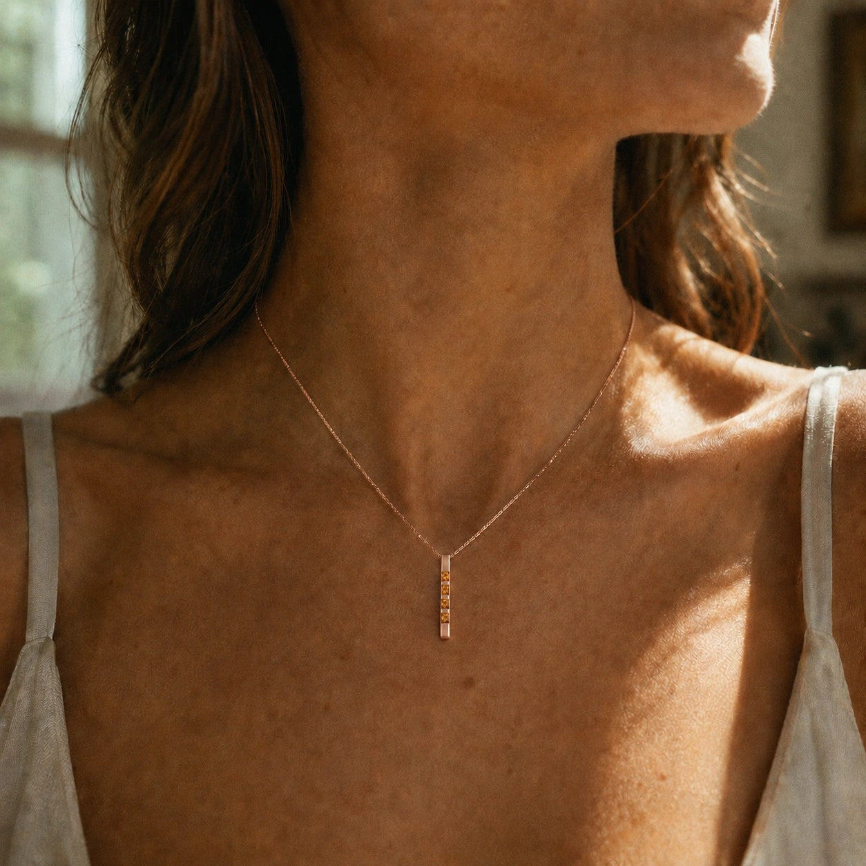Rose Gold Eternal Necklace Citrine 10K — Gioconda