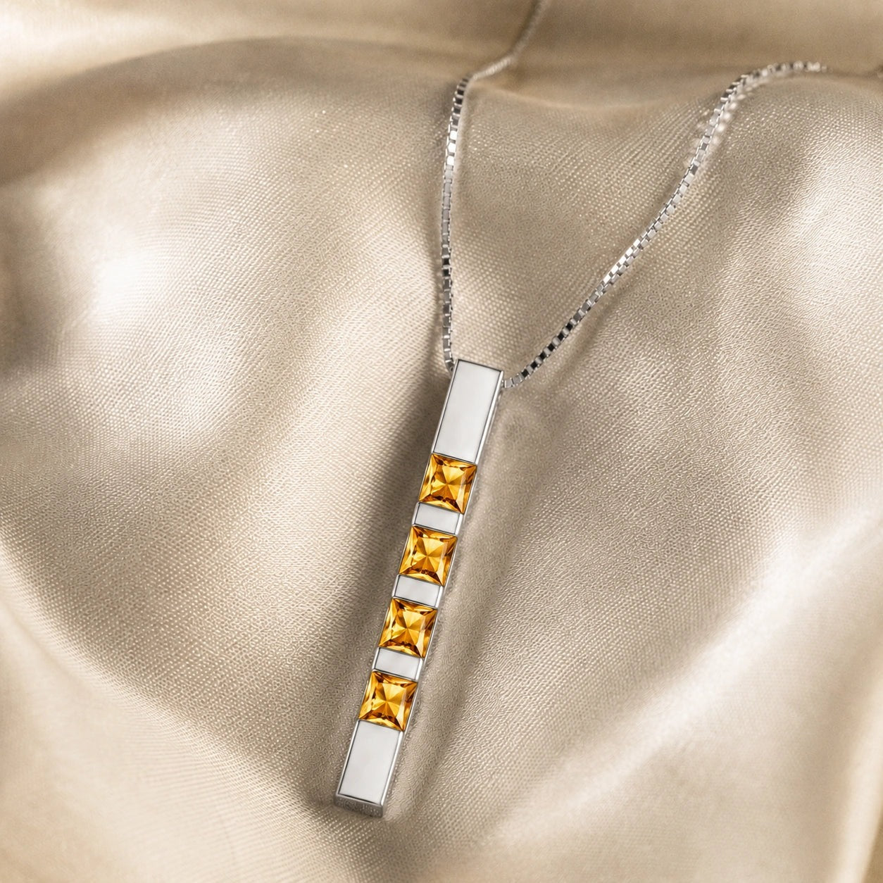 White Gold Eternal Necklace Citrine 10K — Gioconda