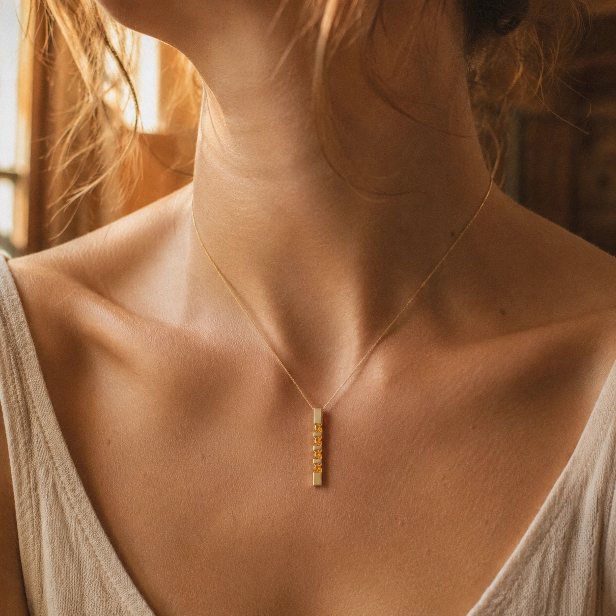 Yellow Gold Eternal Necklace Citrine 10K — Gioconda