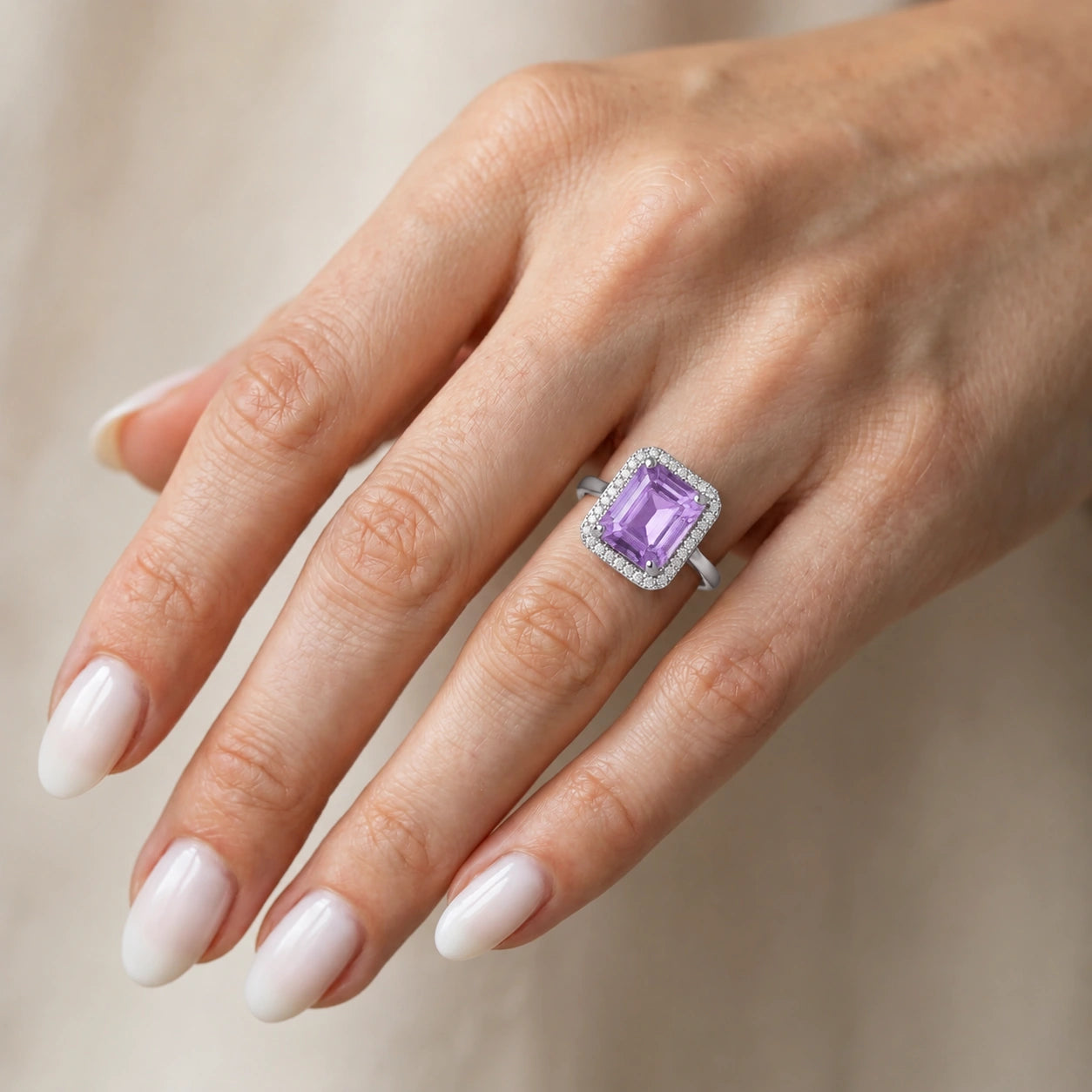 White Gold Diamond & Amethyst — Maura