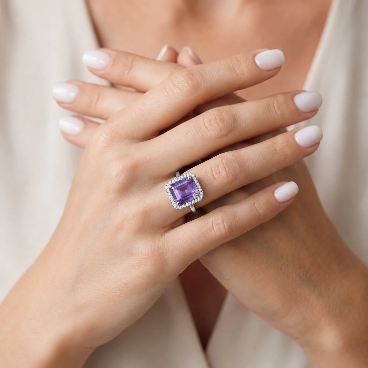 White Gold Diamond & Amethyst — Maura