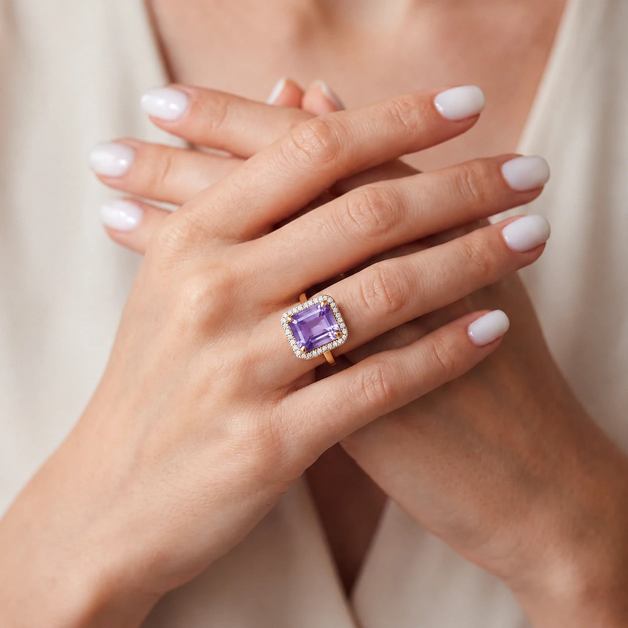 Yellow Gold Diamond & Amethyst — Maura