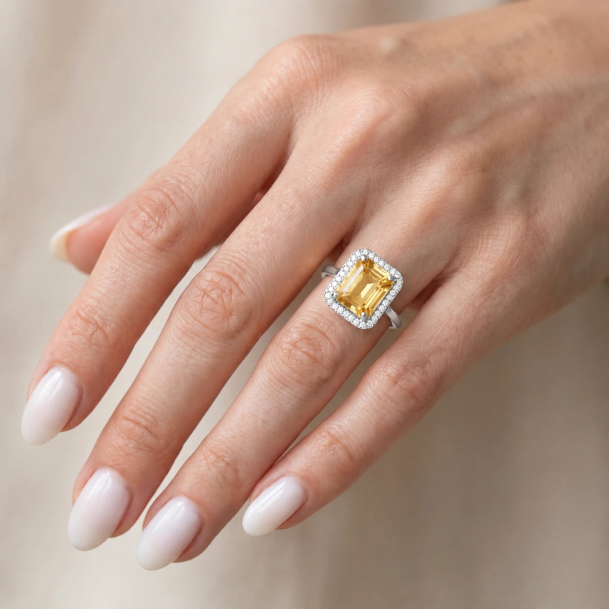 White Gold Diamond & Citrine — Maura