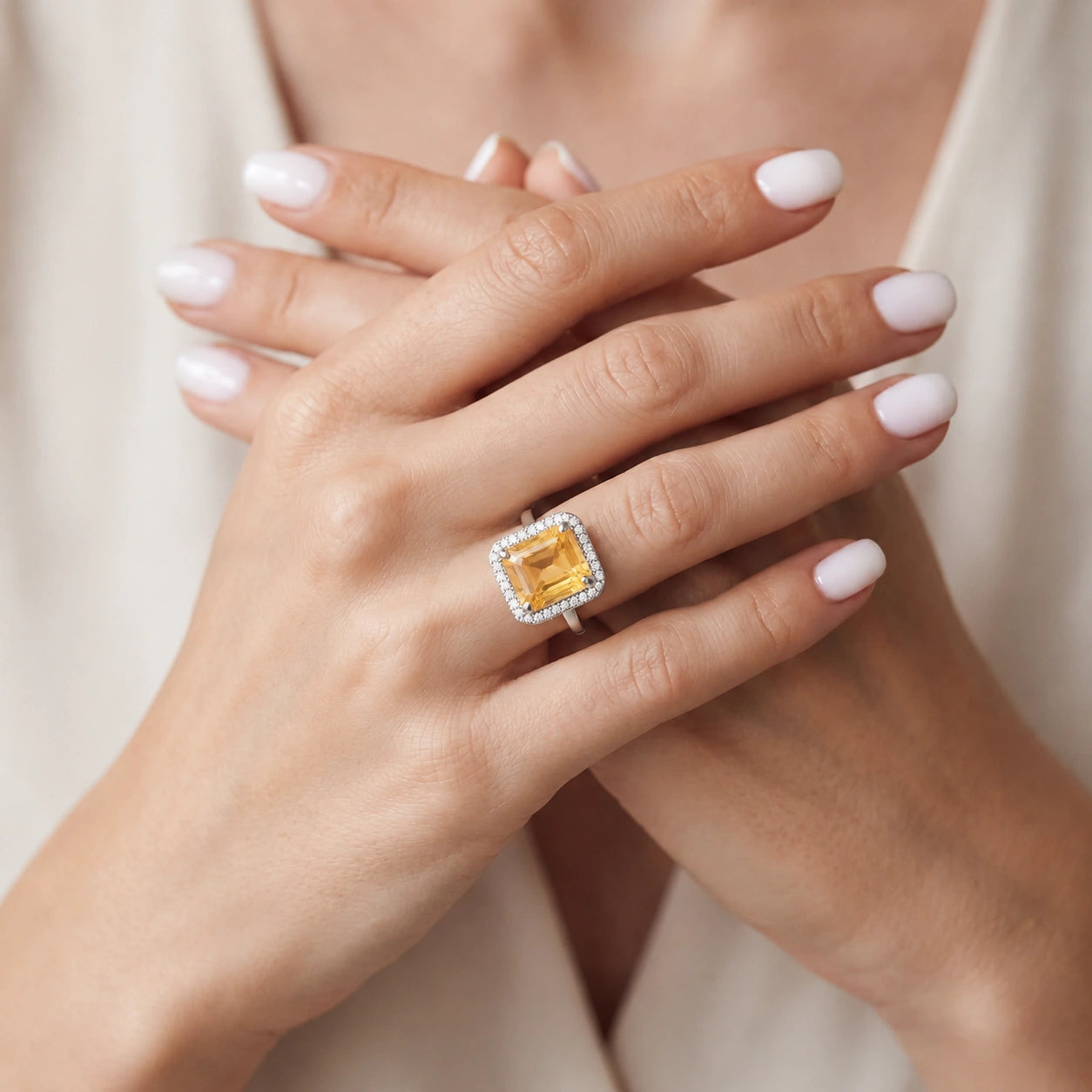 White Gold Diamond & Citrine — Maura