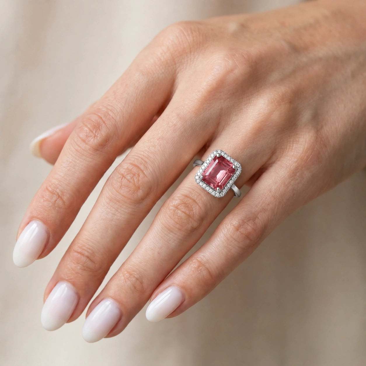 White Gold Diamond & Garnet — Maura
