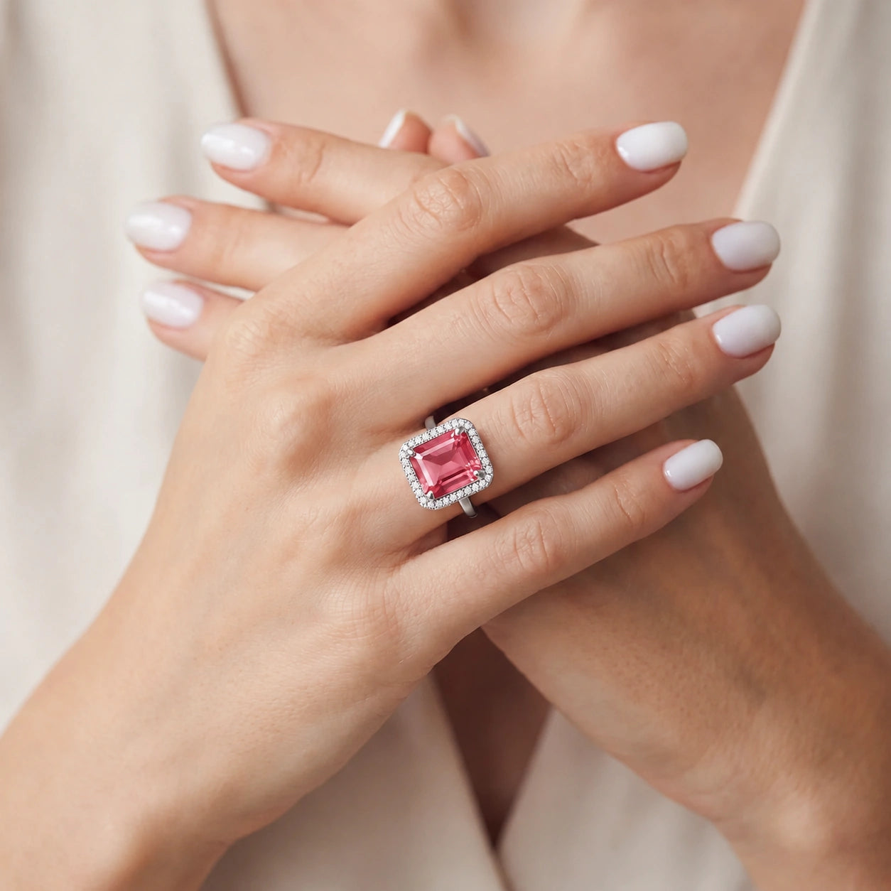 White Gold Diamond & Garnet — Maura