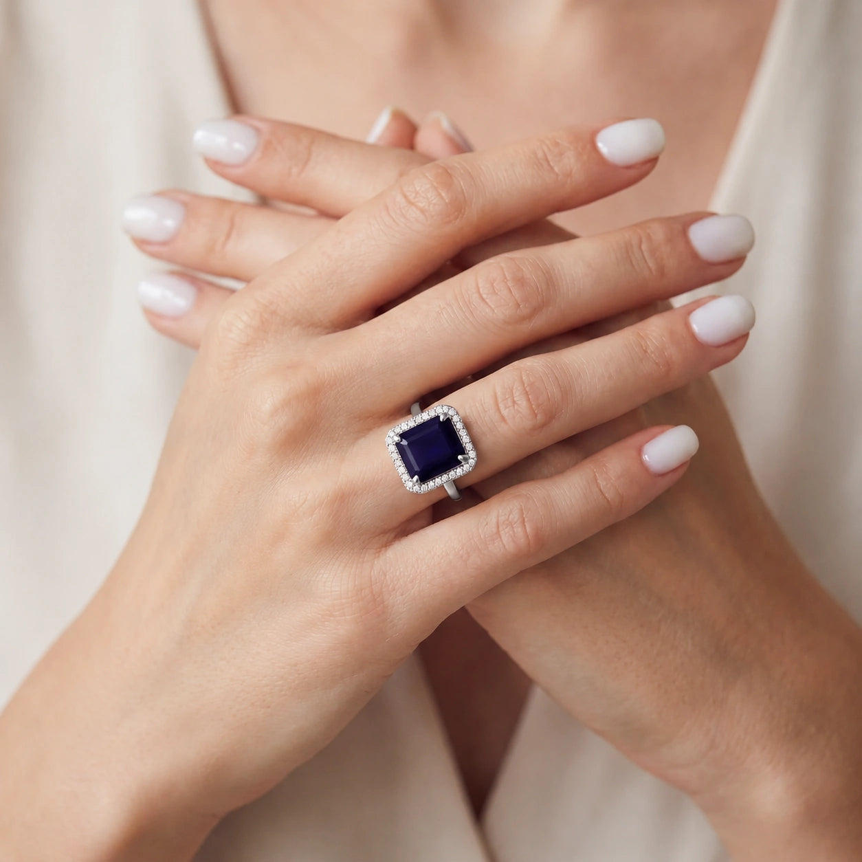 White Gold Diamond & Sapphire — Maura