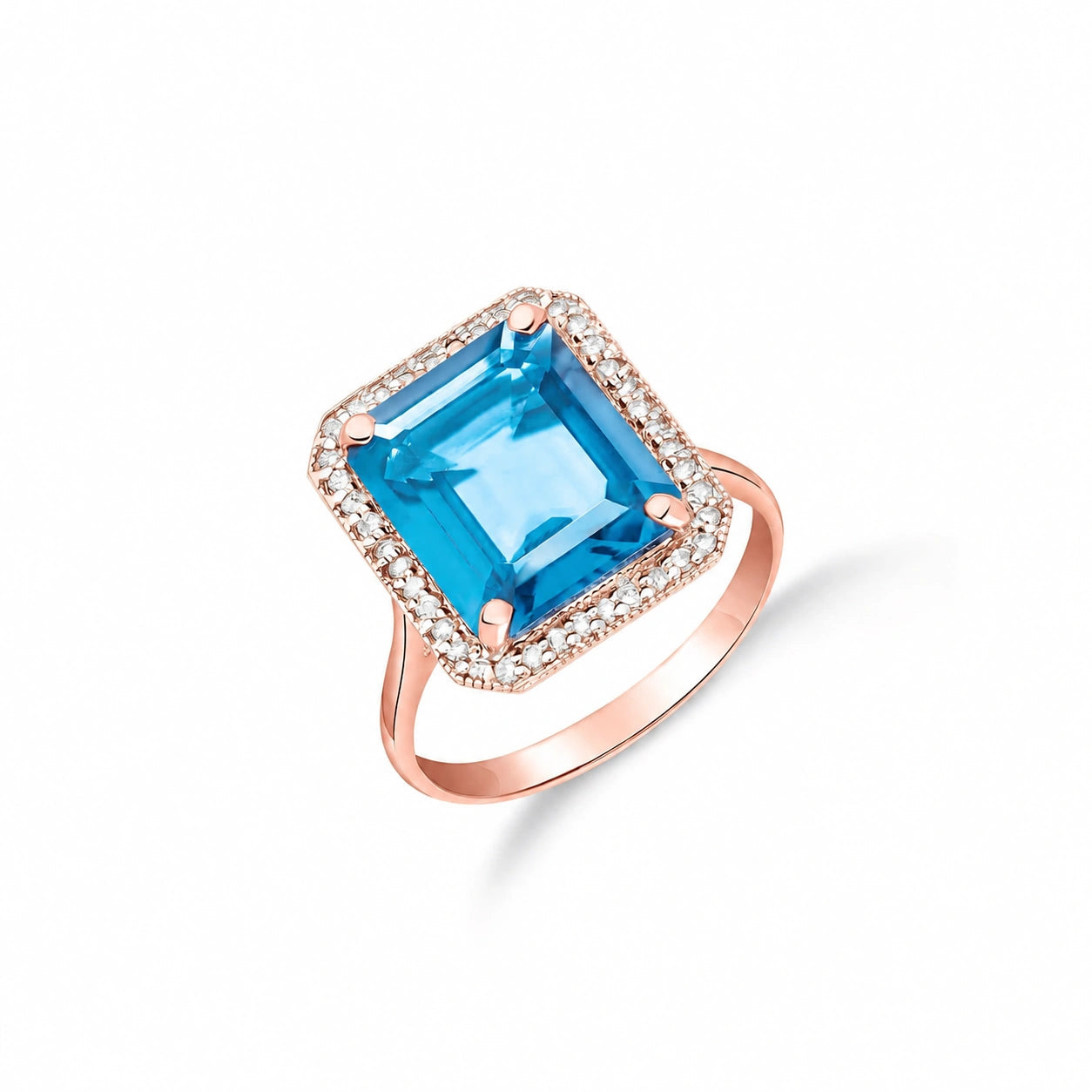 Rose Gold Diamond & Topaz & Blue Topaz — Maura