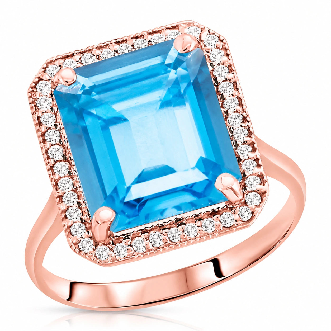 Rose Gold Diamond & Topaz & Blue Topaz — Maura