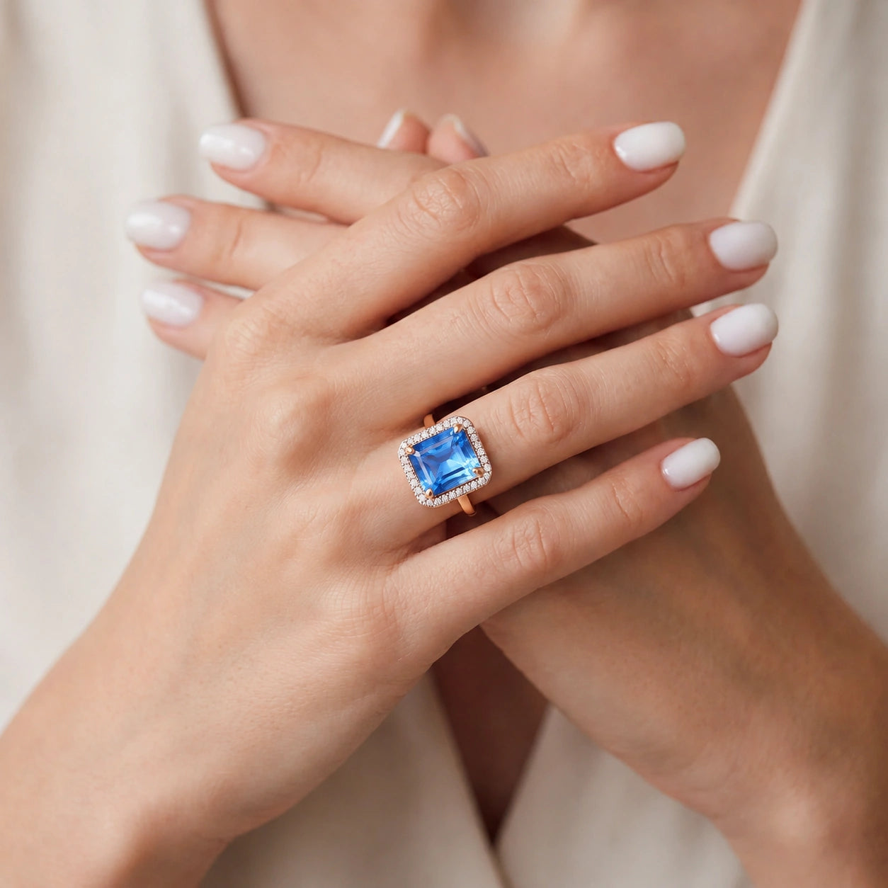 Rose Gold Diamond & Topaz & Blue Topaz — Maura