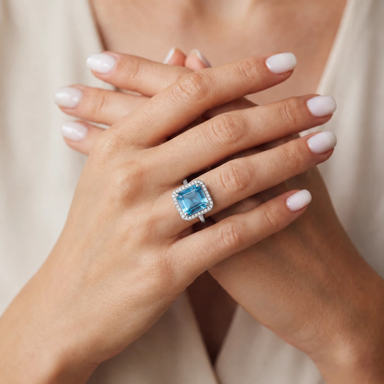 White Gold Diamond & Topaz & Blue Topaz — Maura