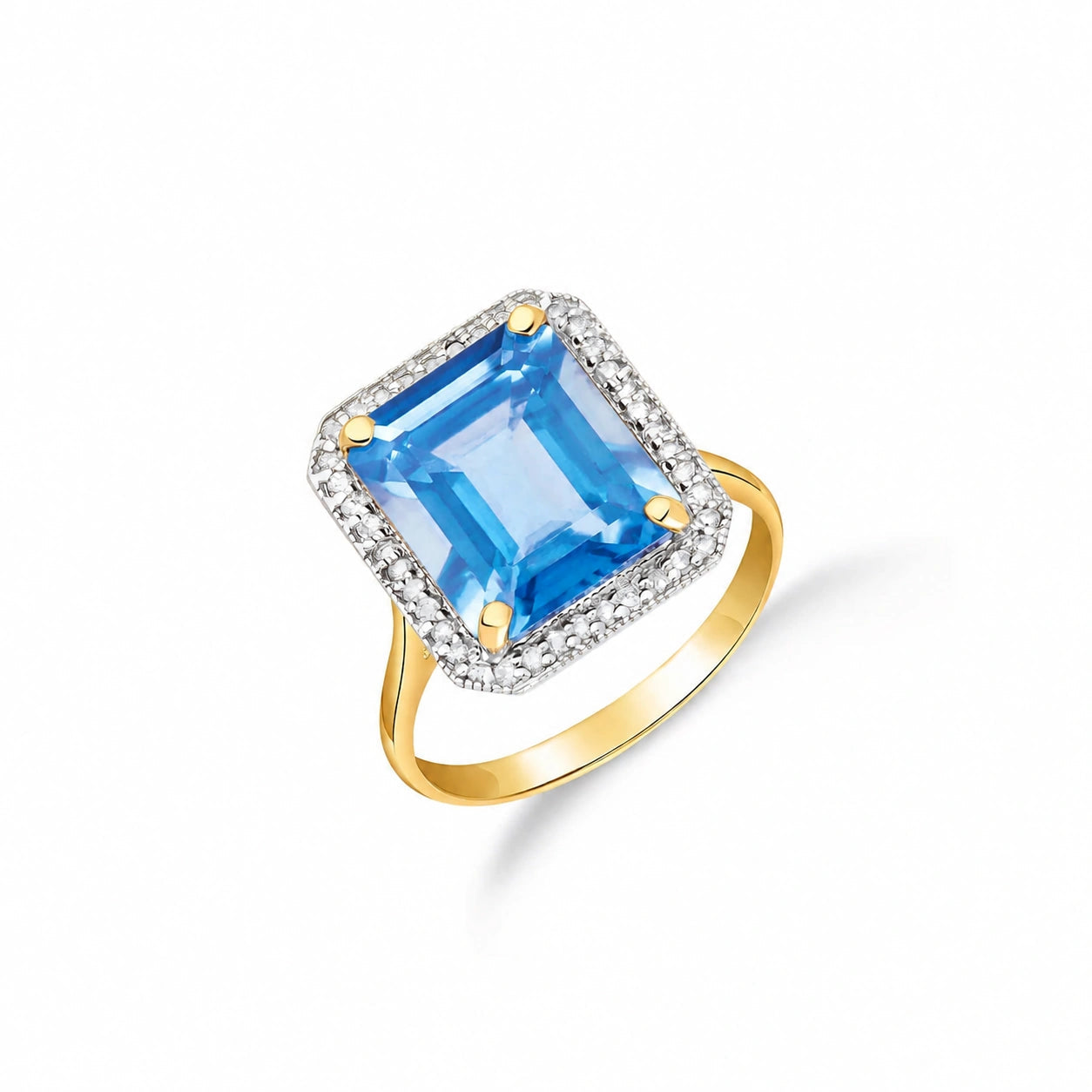 Yellow Gold Diamond & Topaz & Blue Topaz — Maura