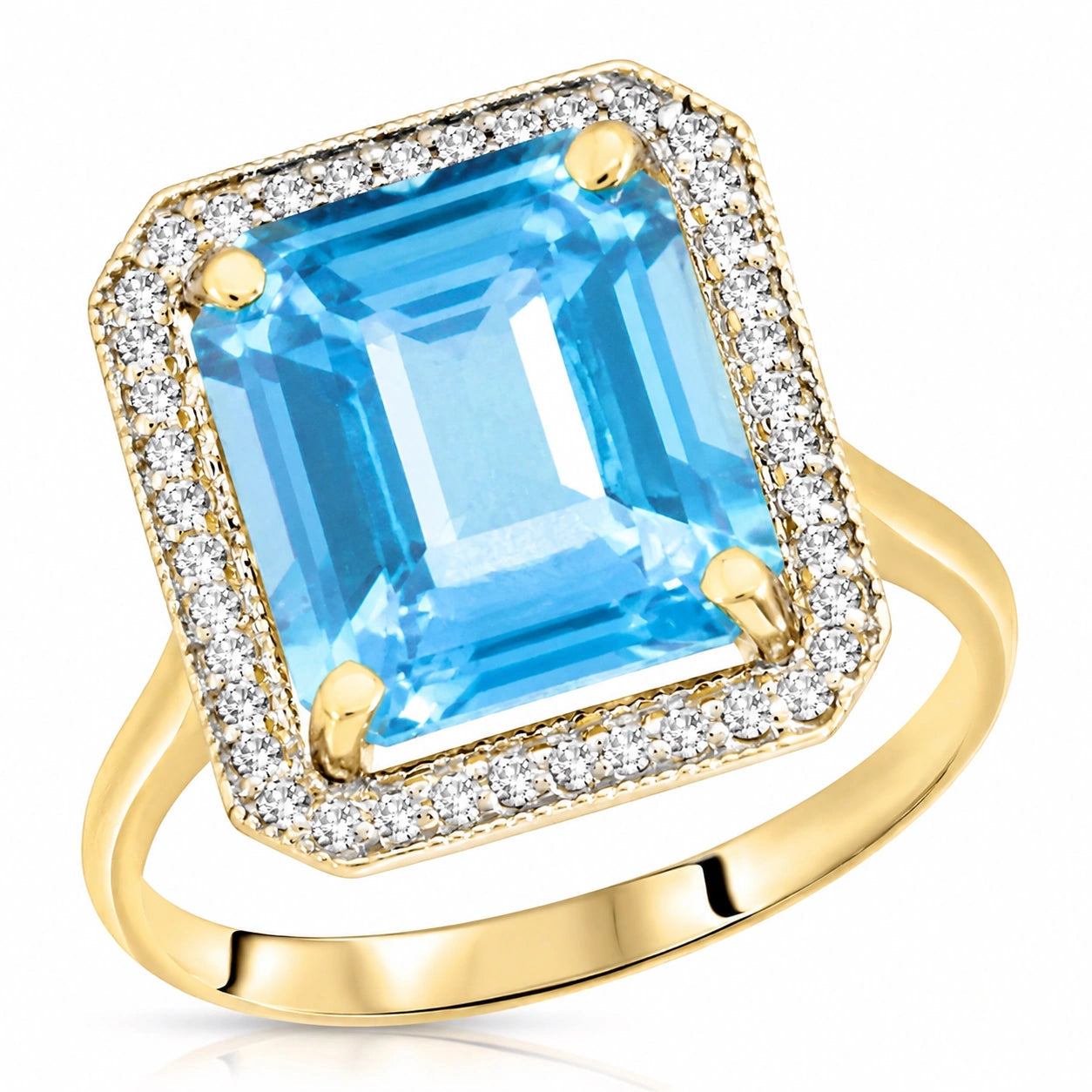 Yellow Gold Diamond & Topaz & Blue Topaz — Maura