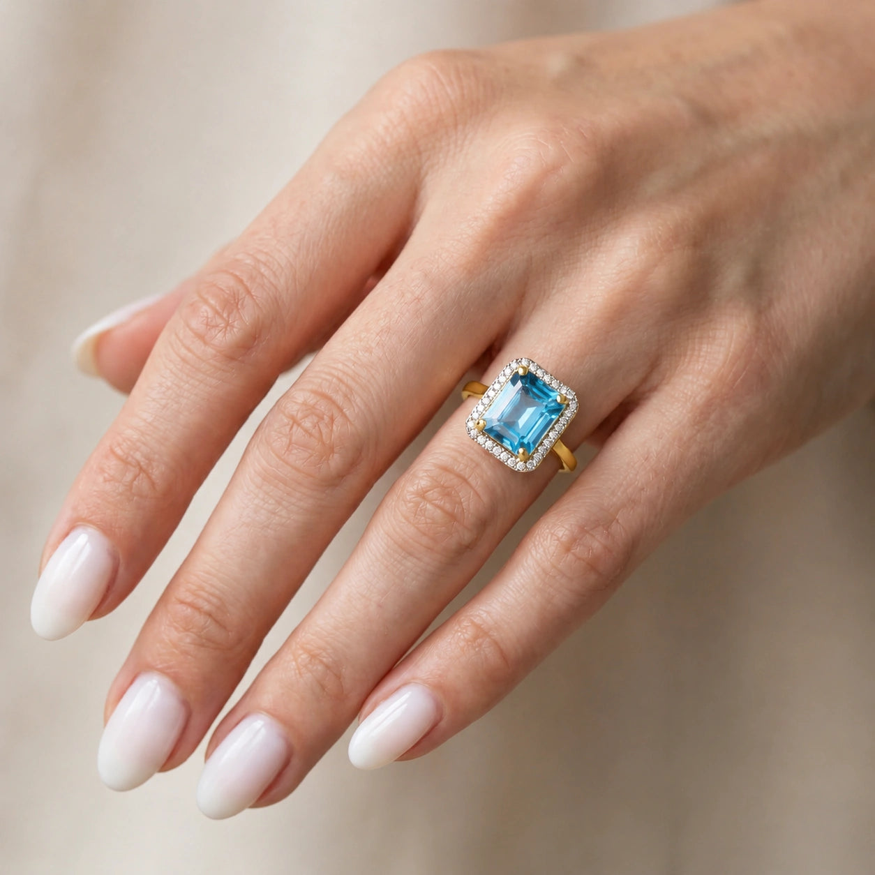 Yellow Gold Diamond & Topaz & Blue Topaz — Maura