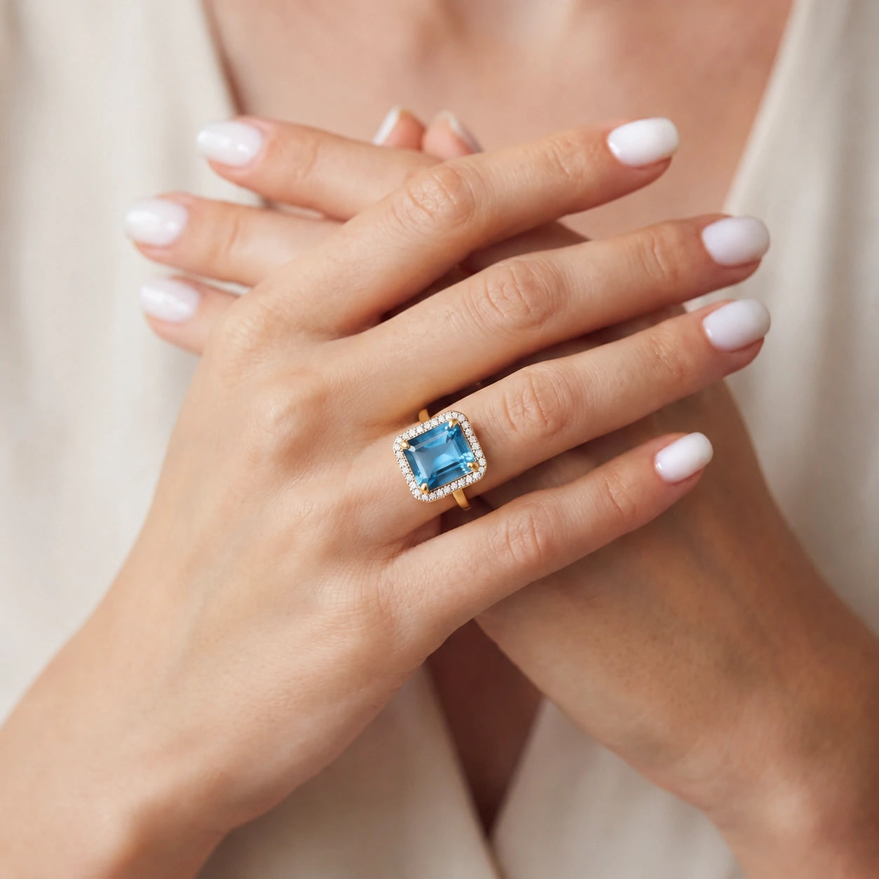 Yellow Gold Diamond & Topaz & Blue Topaz — Maura