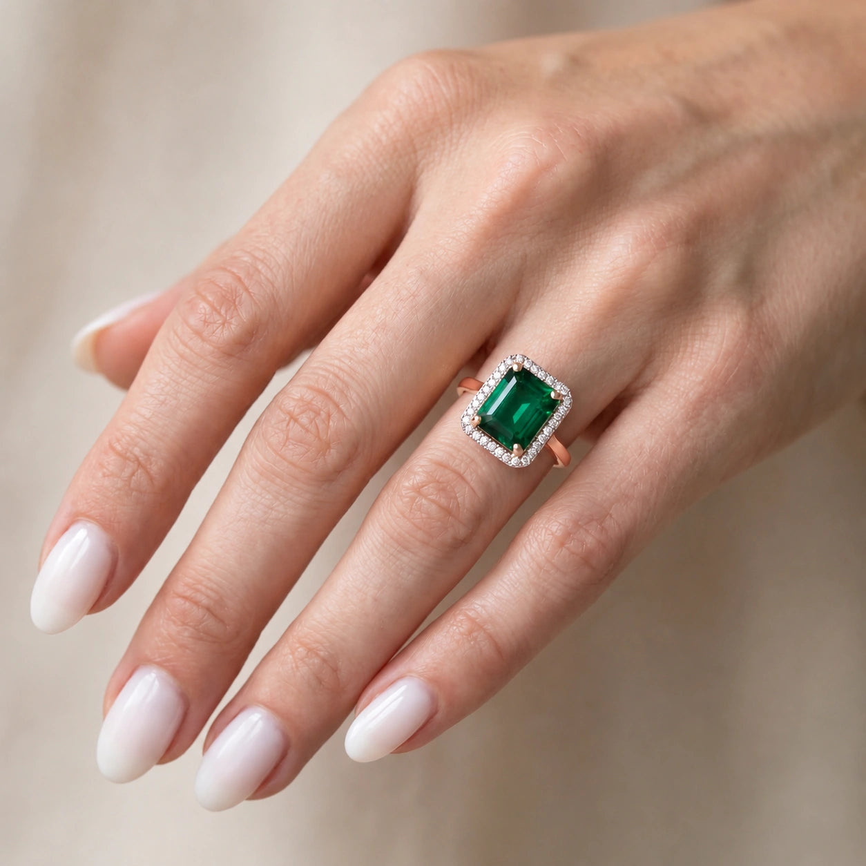 Rose Gold Emerald & Diamond — Maura