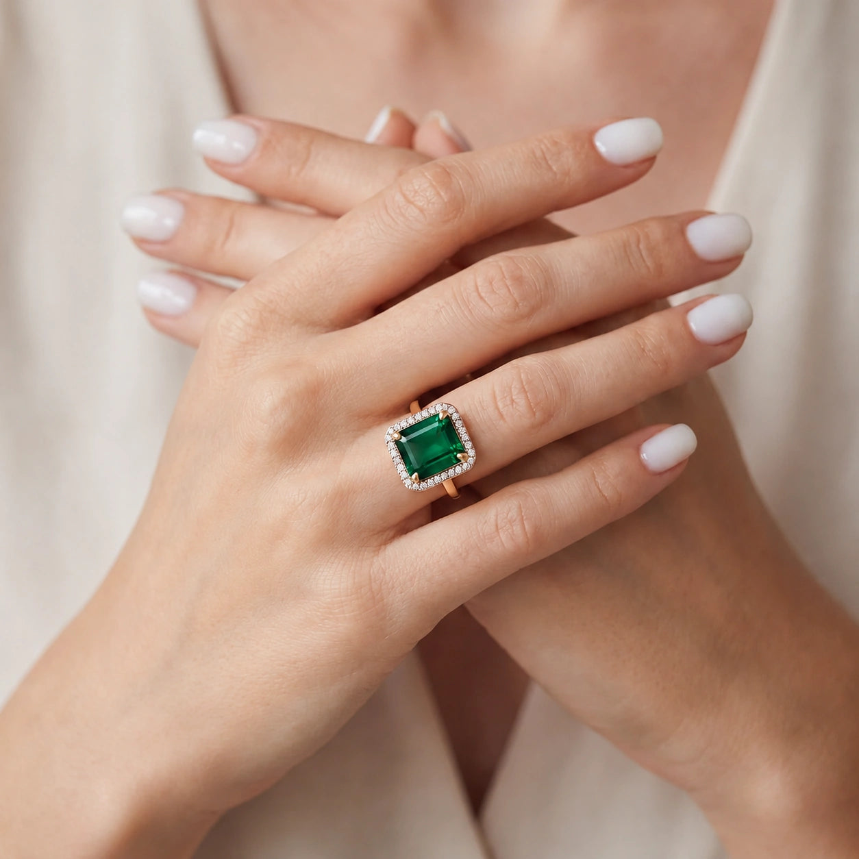 Rose Gold Emerald & Diamond — Maura