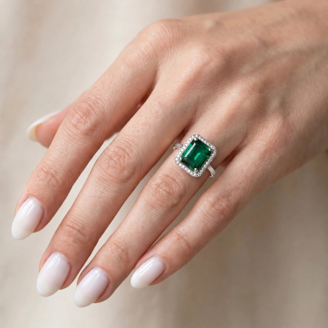 White Gold Emerald & Diamond — Maura