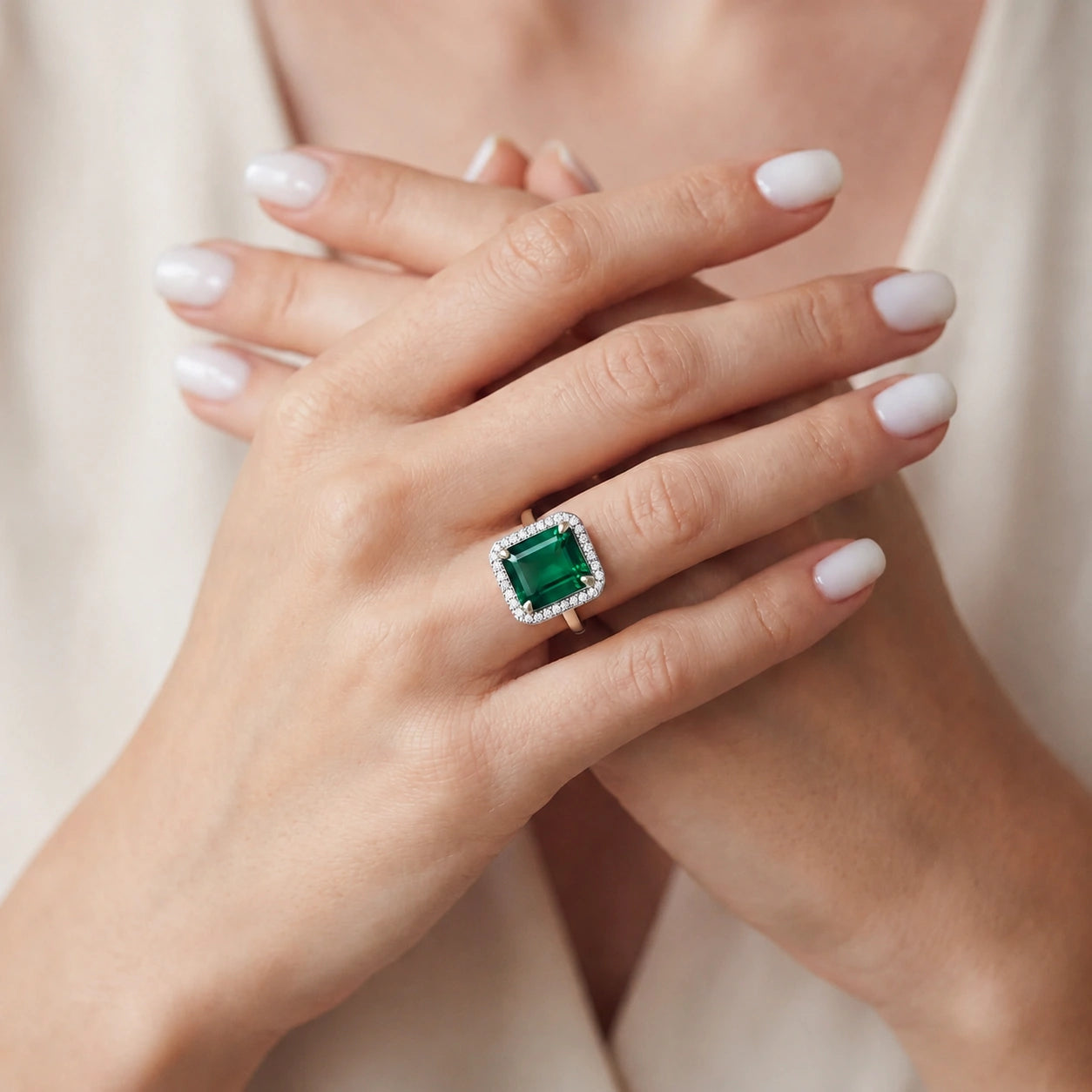 White Gold Emerald & Diamond — Maura