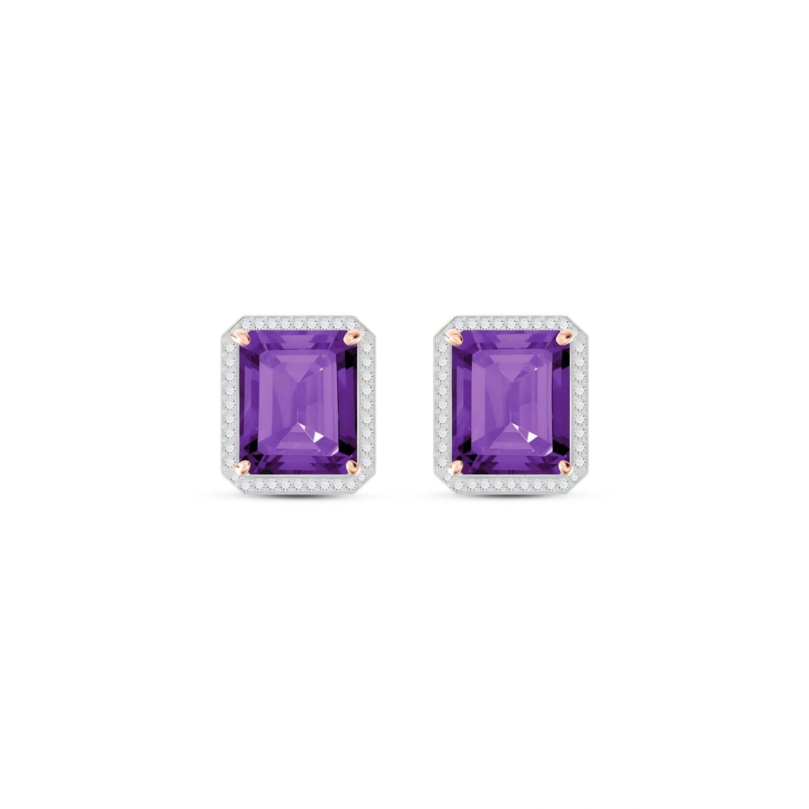 Rose Gold Earrings Amethyst 10K — Melissa