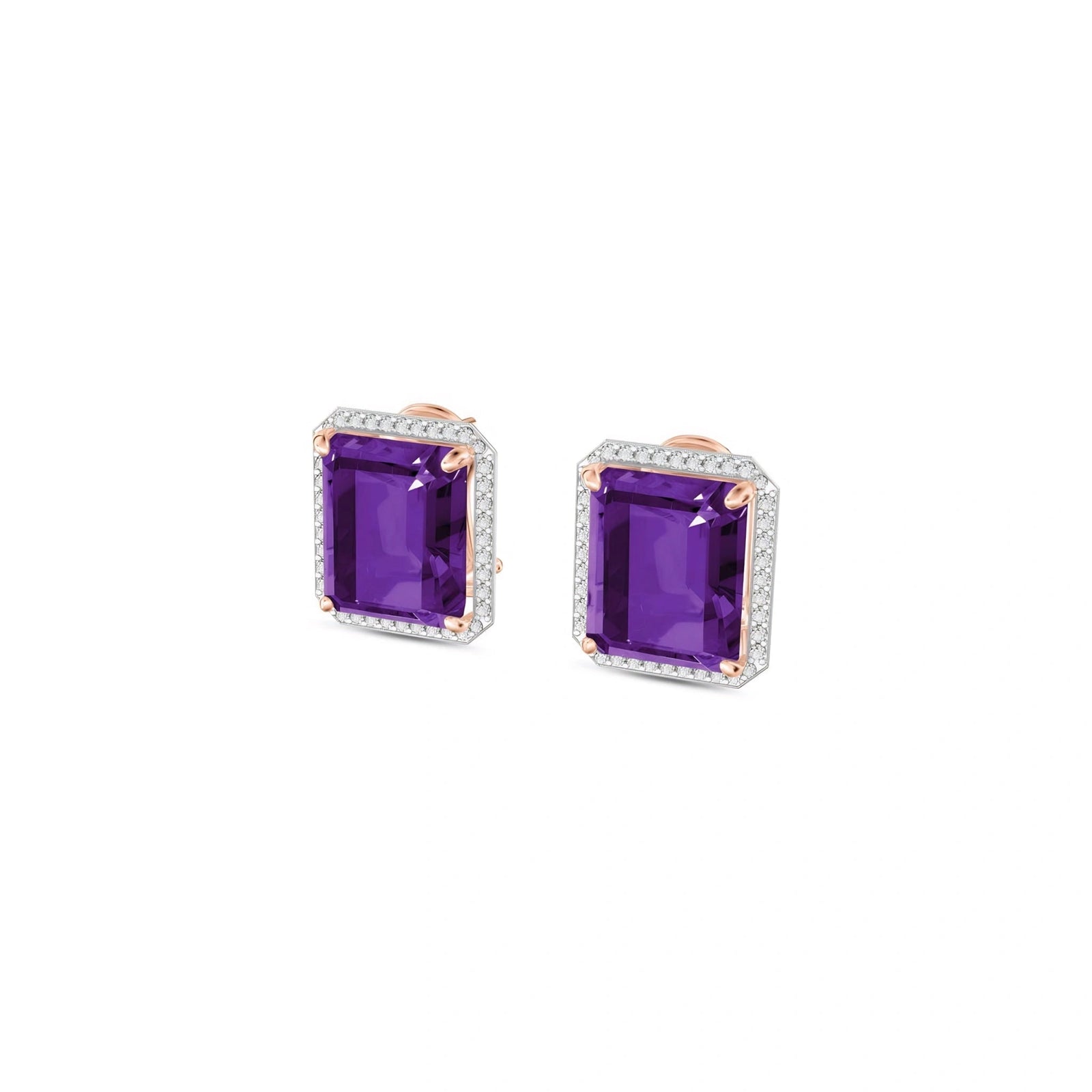 Rose Gold Earrings Amethyst 10K — Melissa