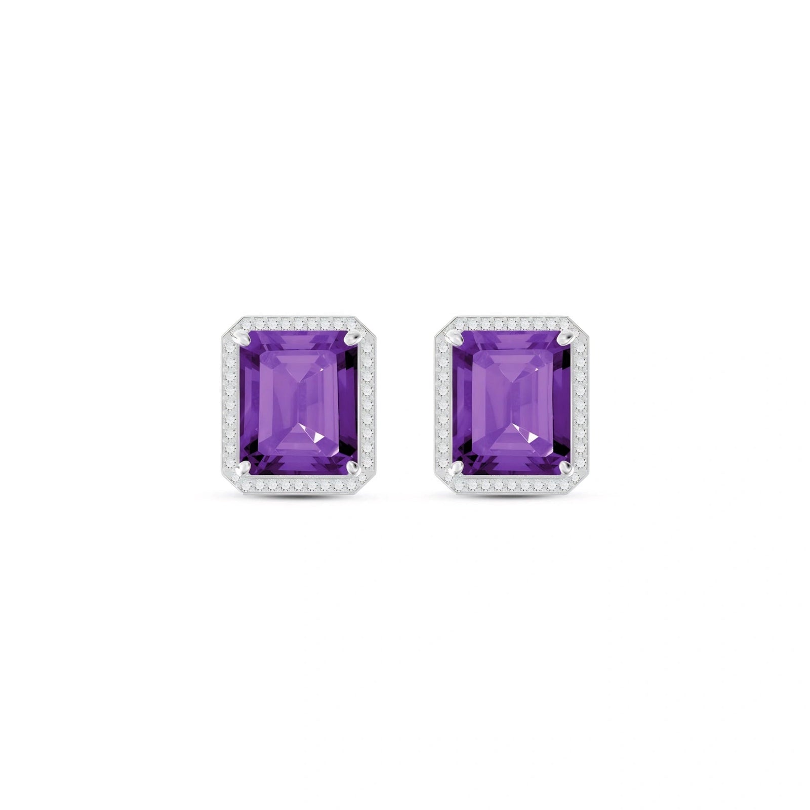 White Gold Earrings Amethyst 10K — Melissa