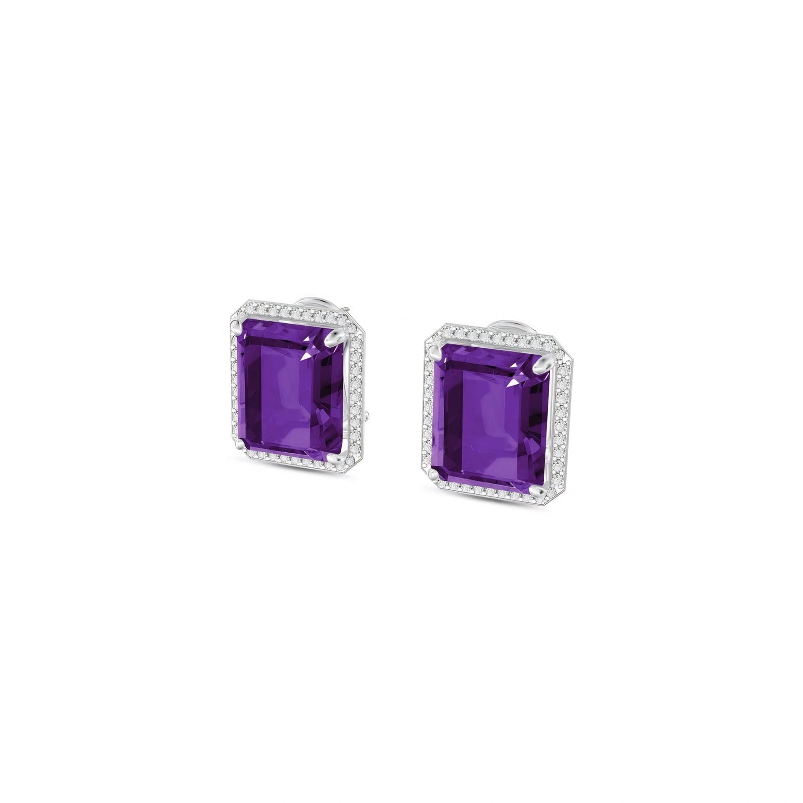 White Gold Earrings Amethyst 10K — Melissa