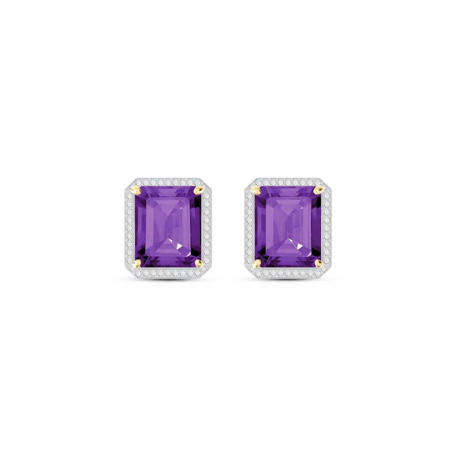 Yellow Gold Earrings Amethyst 10K — Melissa