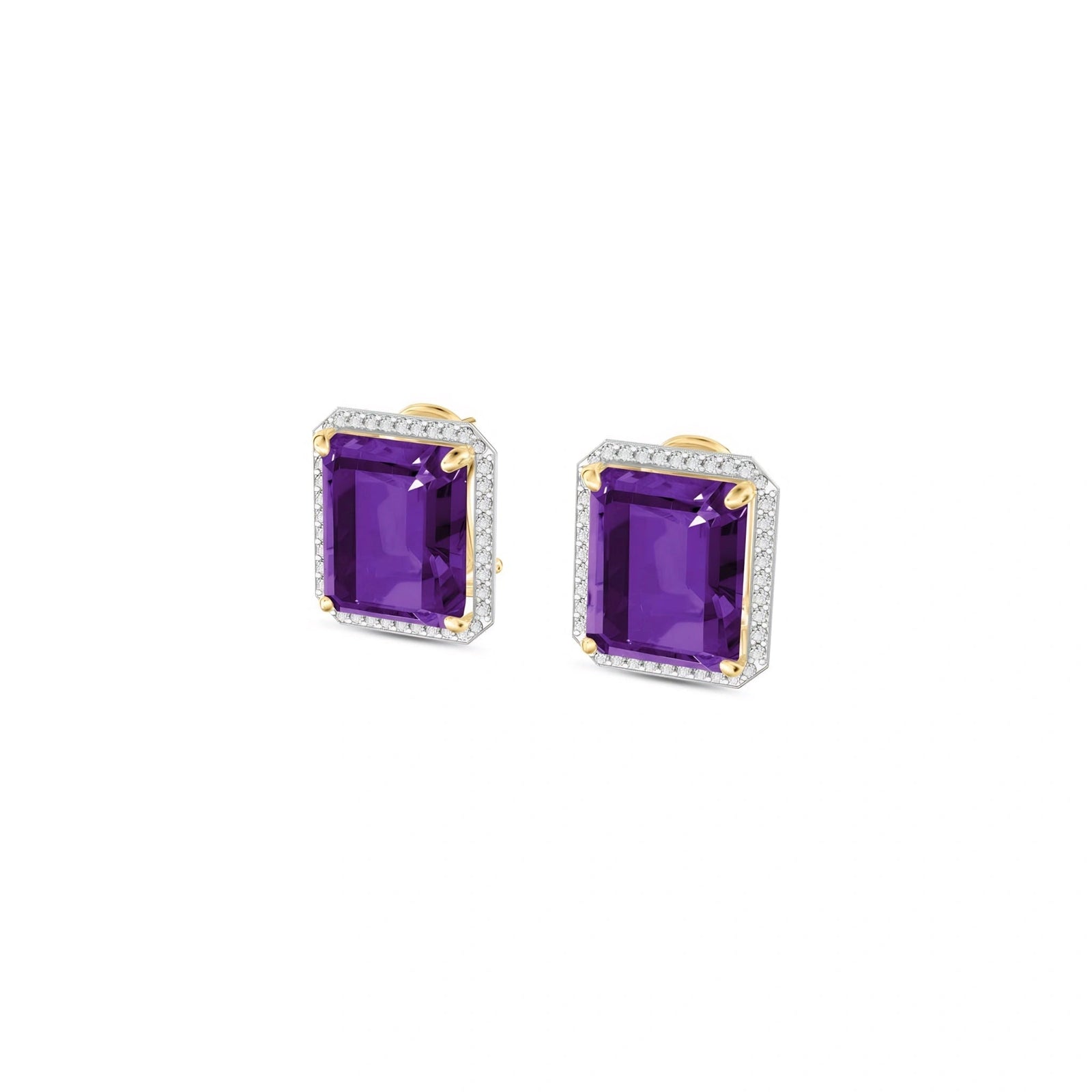 Yellow Gold Earrings Amethyst 10K — Melissa