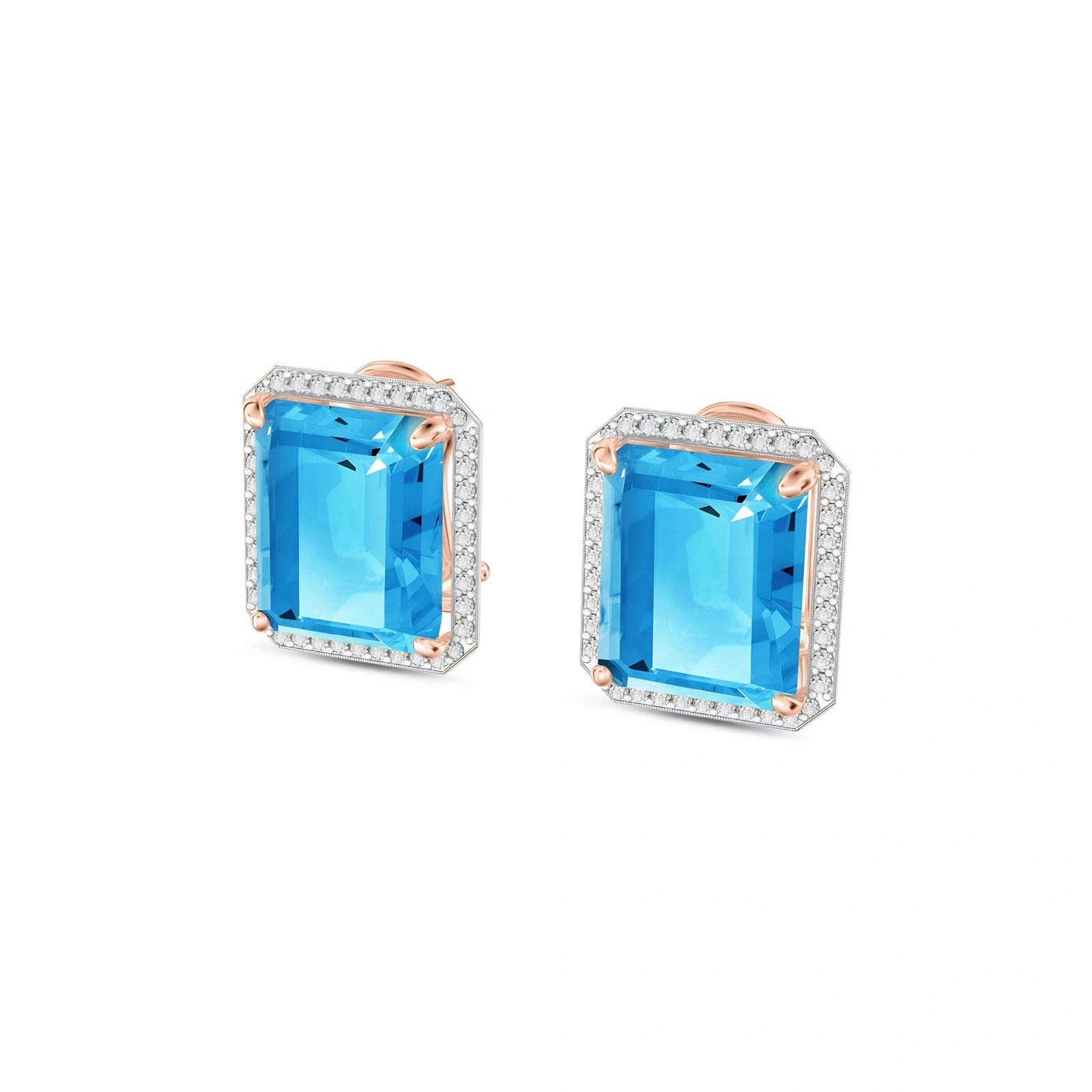 Rose Gold Earrings Blue Topaz 10K — Melissa