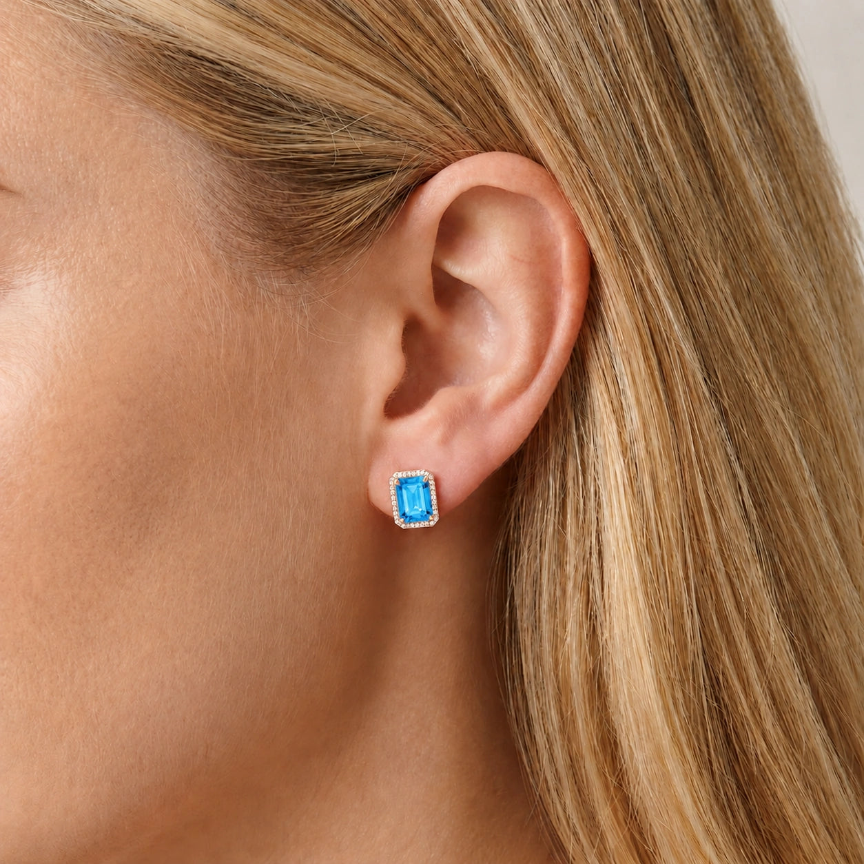 Rose Gold Earrings Blue Topaz 10K — Melissa