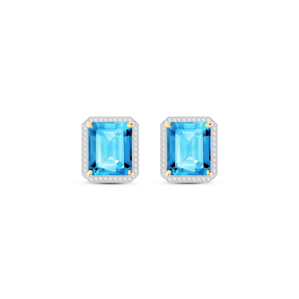 Yellow Gold Earrings Blue Topaz 10K — Melissa