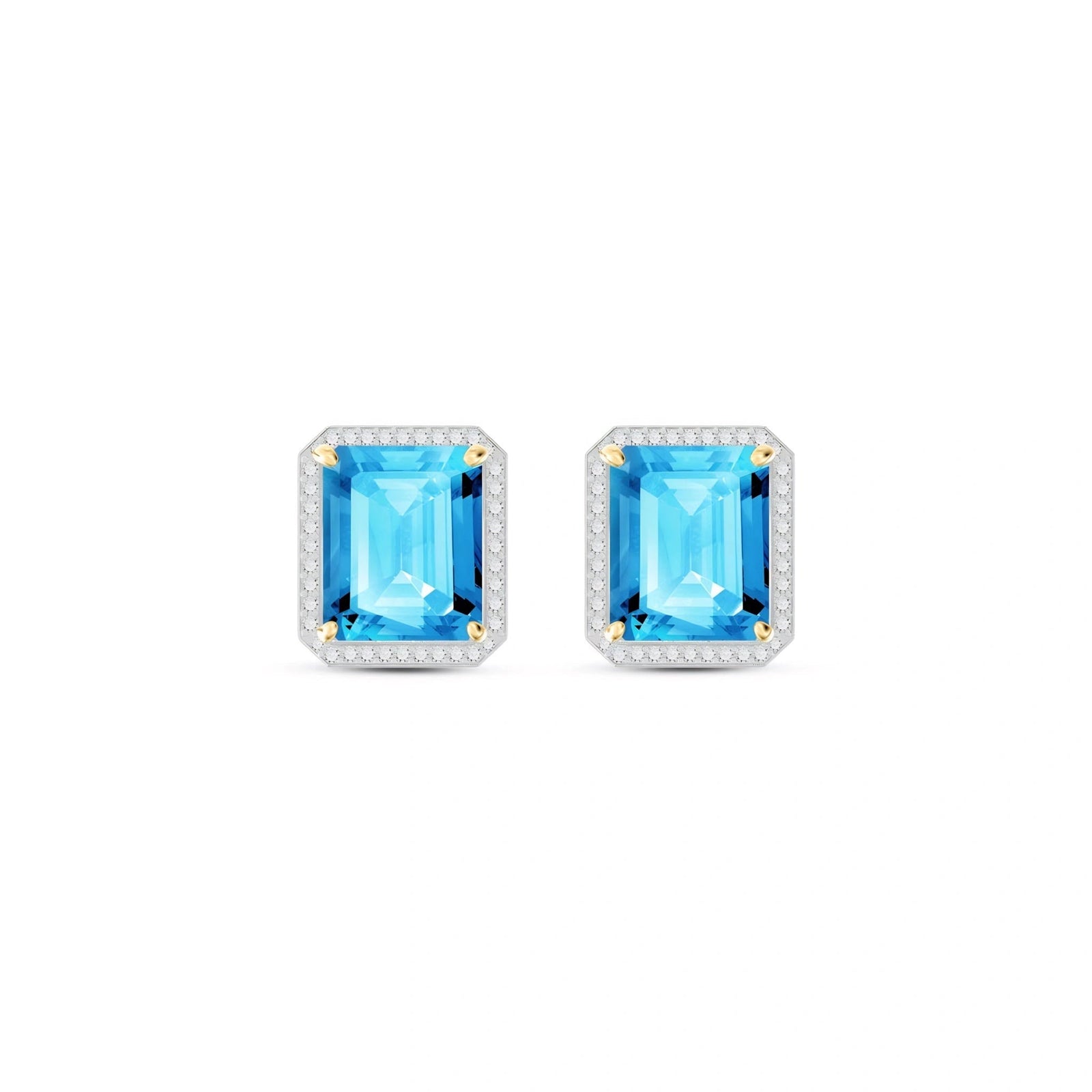 Yellow Gold Earrings Blue Topaz 10K — Melissa