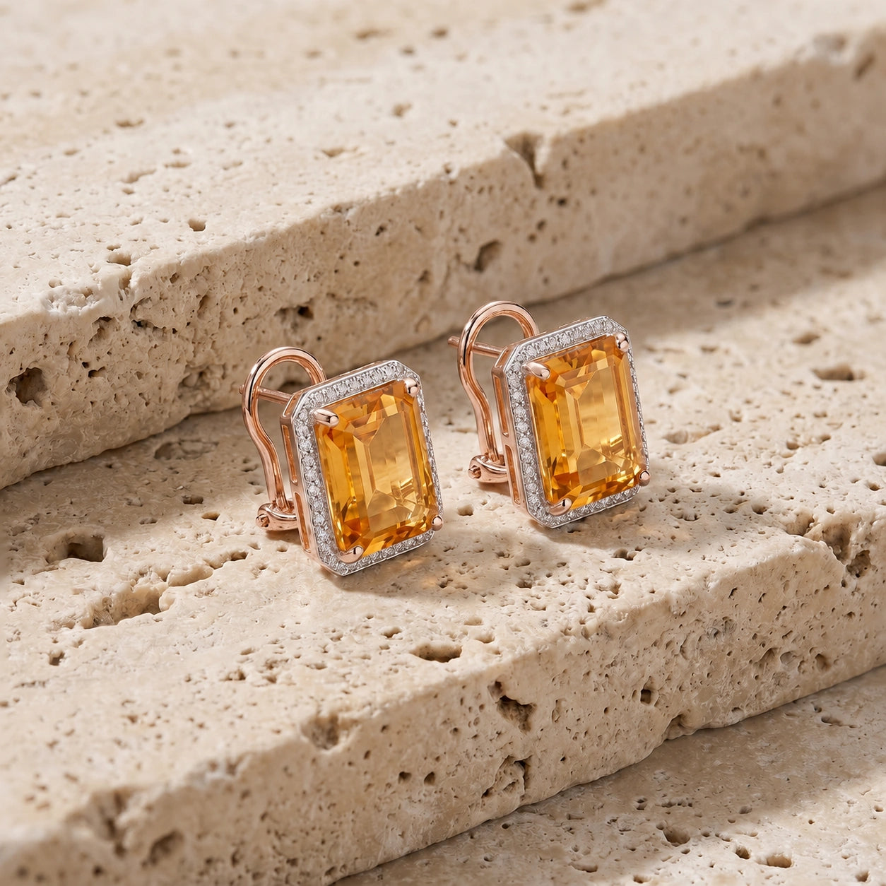Rose Gold Earrings Citrine 10K — Melissa