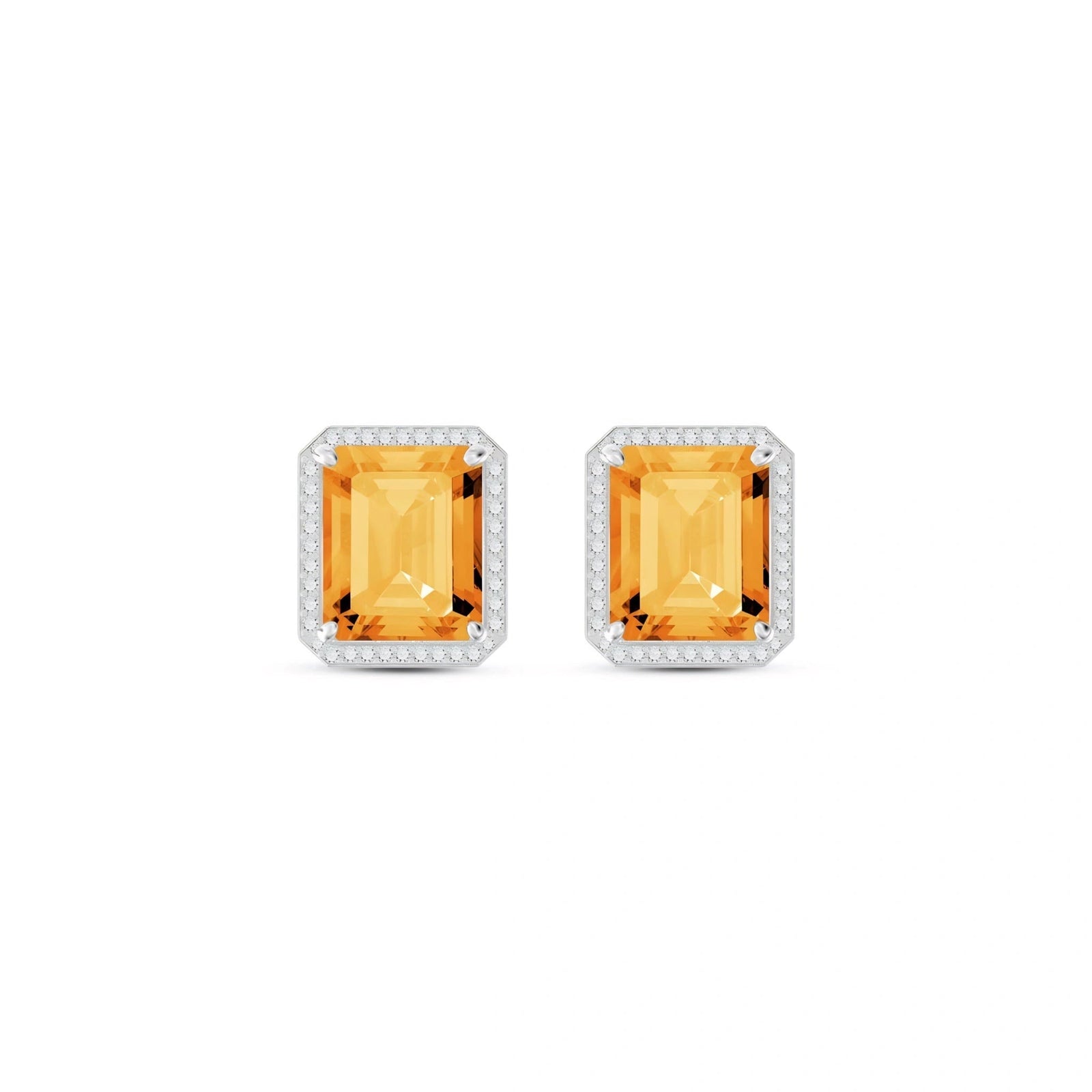 White Gold Earrings Citrine 10K — Melissa